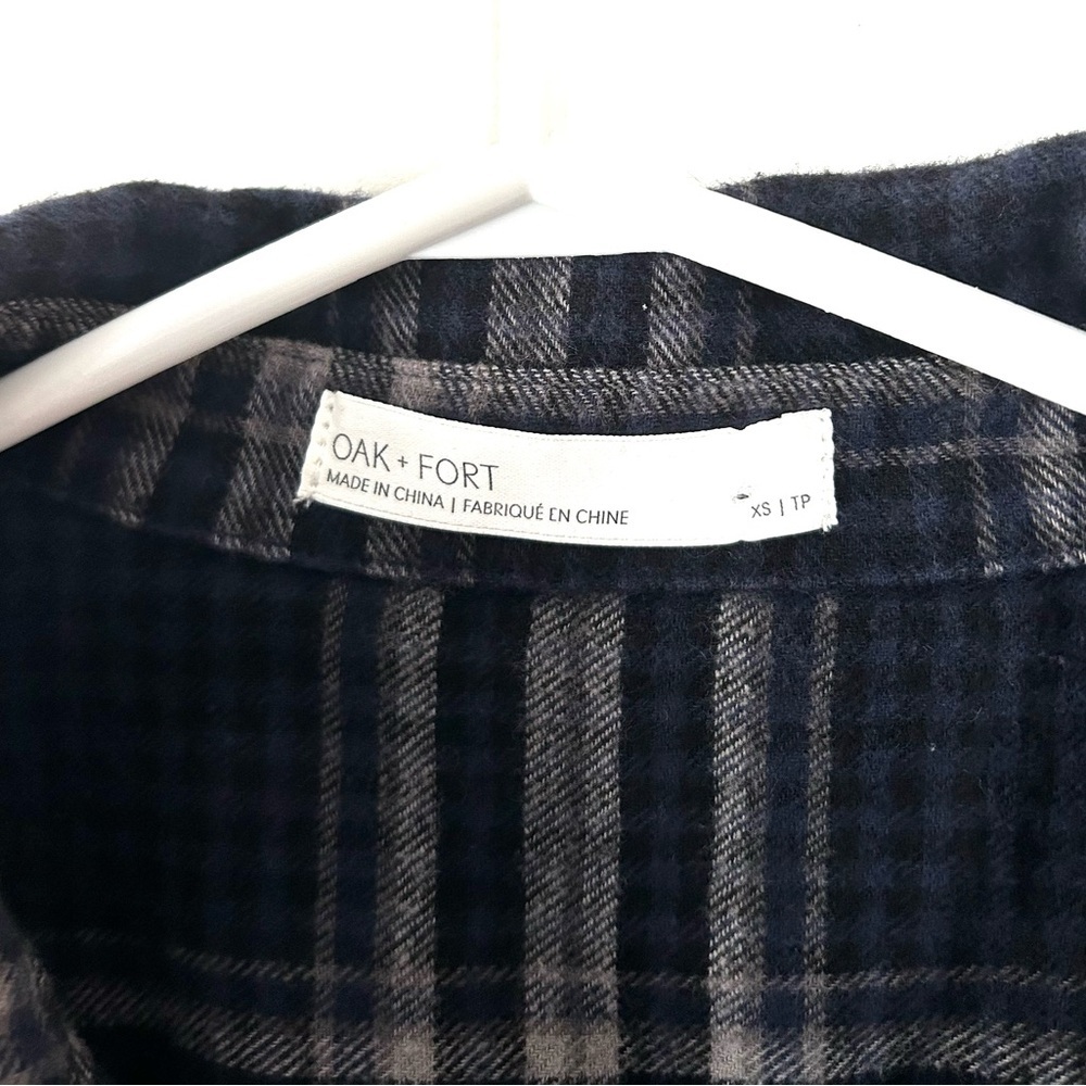 OAK + FORT Black and White Checkered Flannel Shirt Dress - Picture 3 of 6